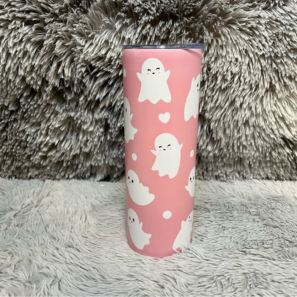 Pink Spooky Ghost Halloween 20oz Tumbler